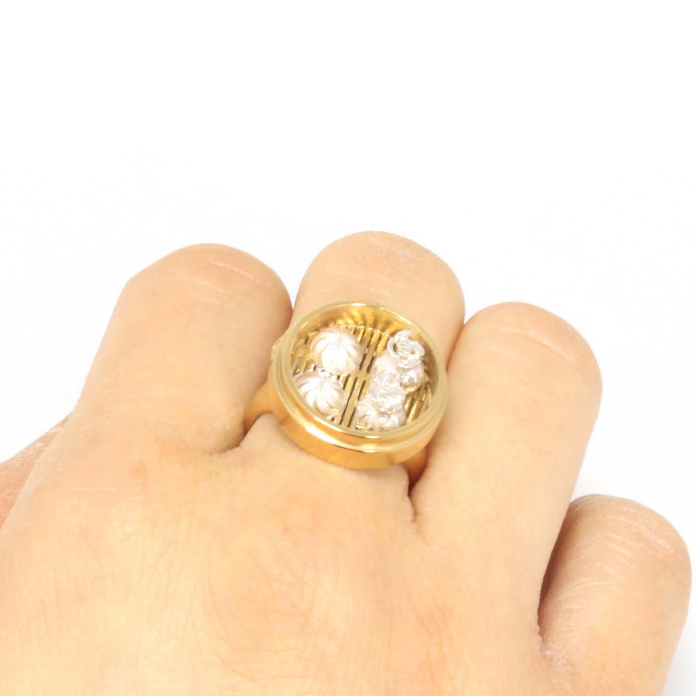 Dim Sum Ring in Sterling Silver & Part Gold Plate